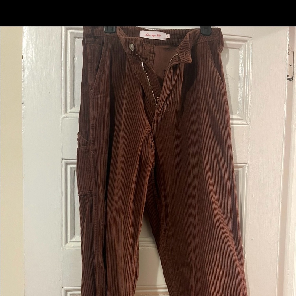 Lisa Says Gah Woman’s Brown Corduroy Cargo Pants size 10